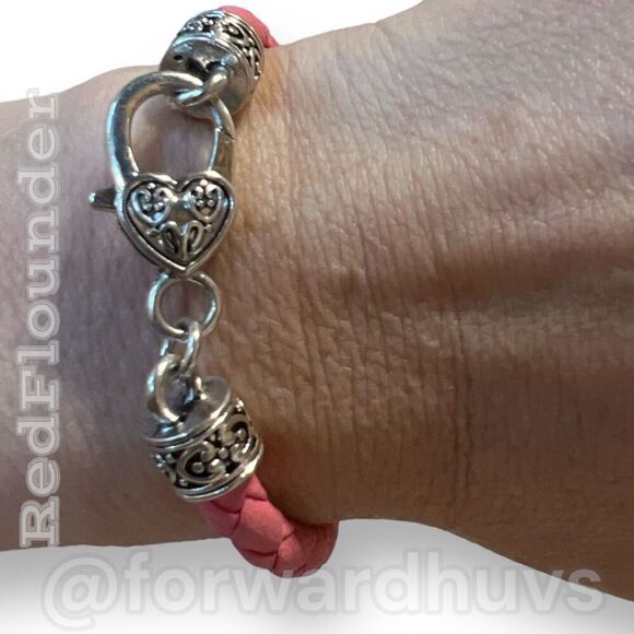 Bundle Sale 3 for $15 | Pink Braided Fabric Bracelet with Silver Tone Clasp - Picture 7 of 10
